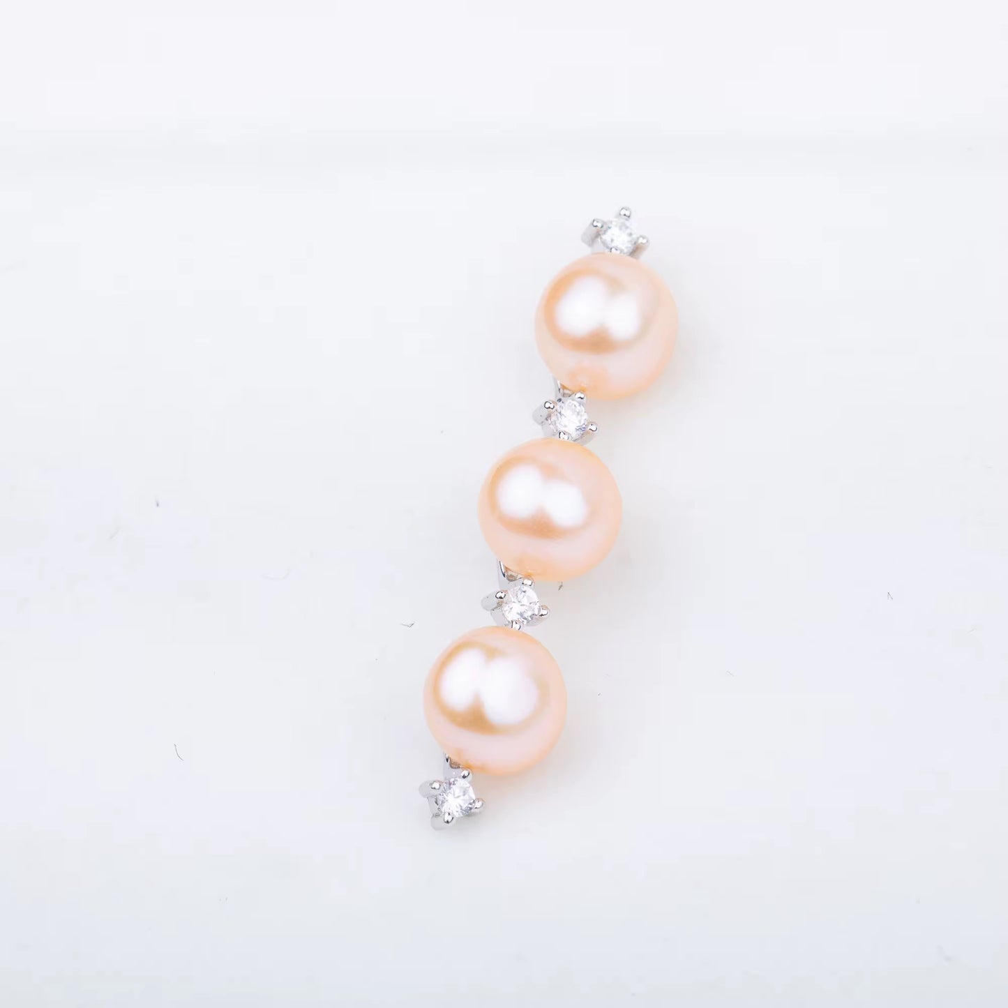 Sterling silver cubic zirconia triple pearl mount