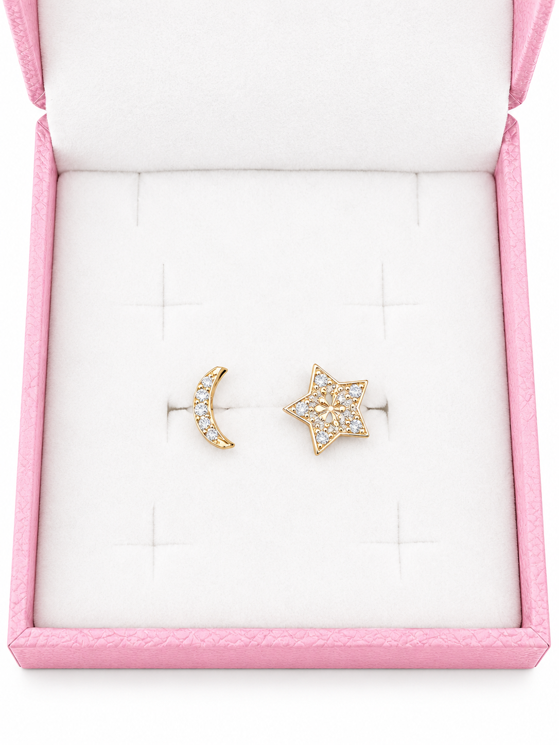 Sterling silver two tone moon and star ring