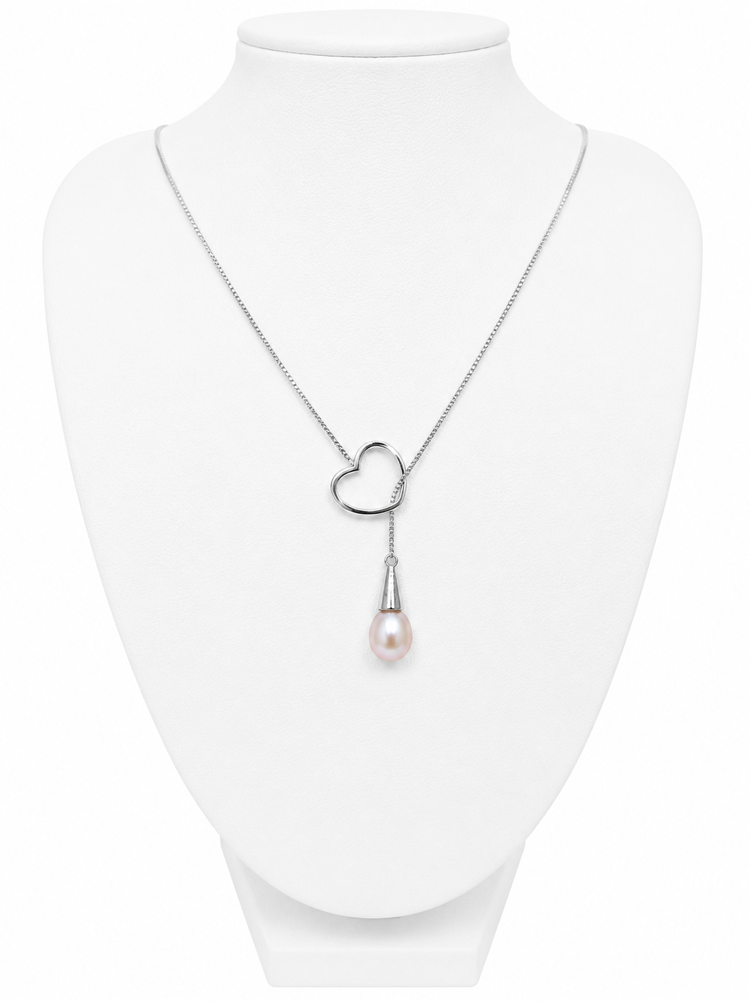 Sterling silver heart drop chain 18”
