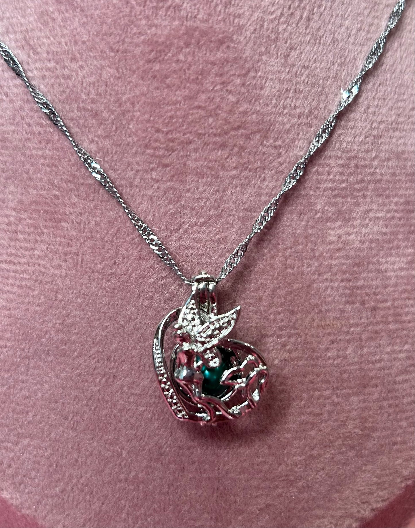 Silver plated fairy cage pendant