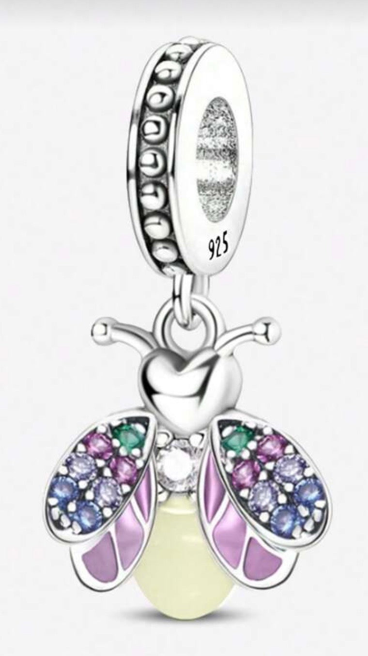 Sterling silver firefly charm