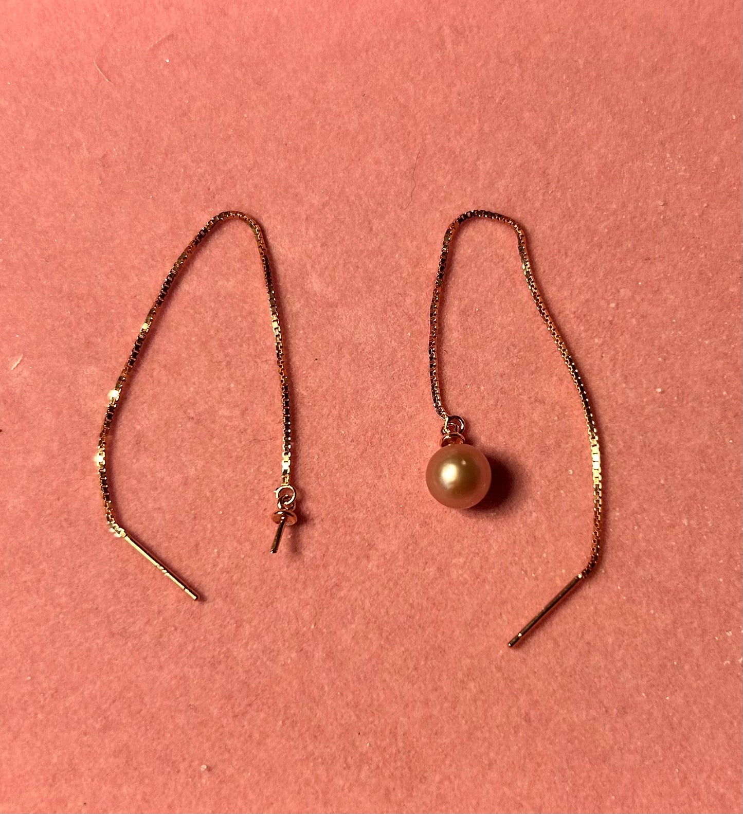 Sterling silver rose gold plated threader earrings