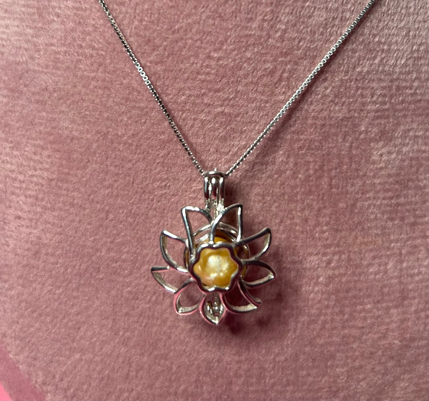 Sterling silver sunflower cage pendant