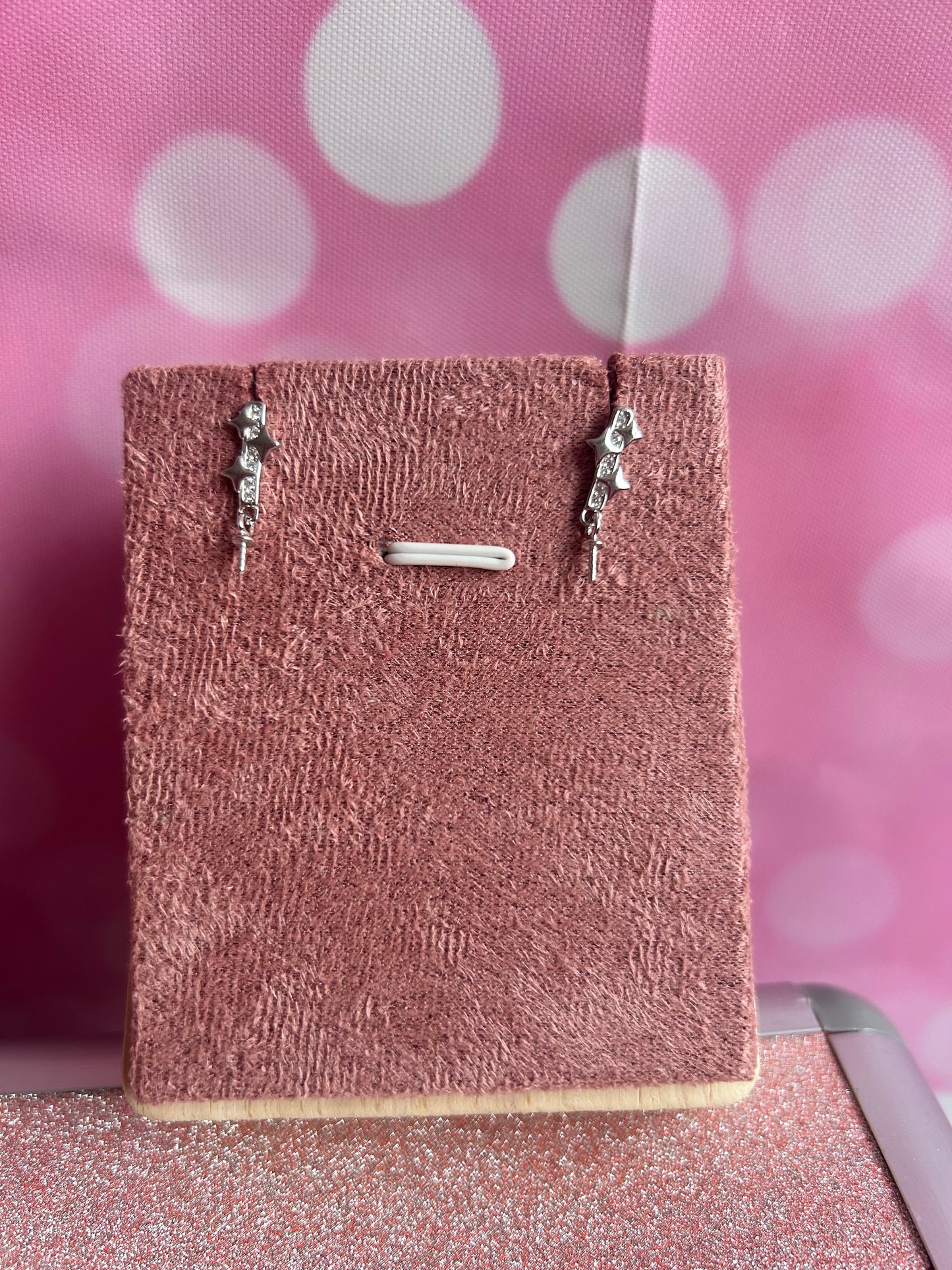 Sterling silver cubic zirconia triple star earrings