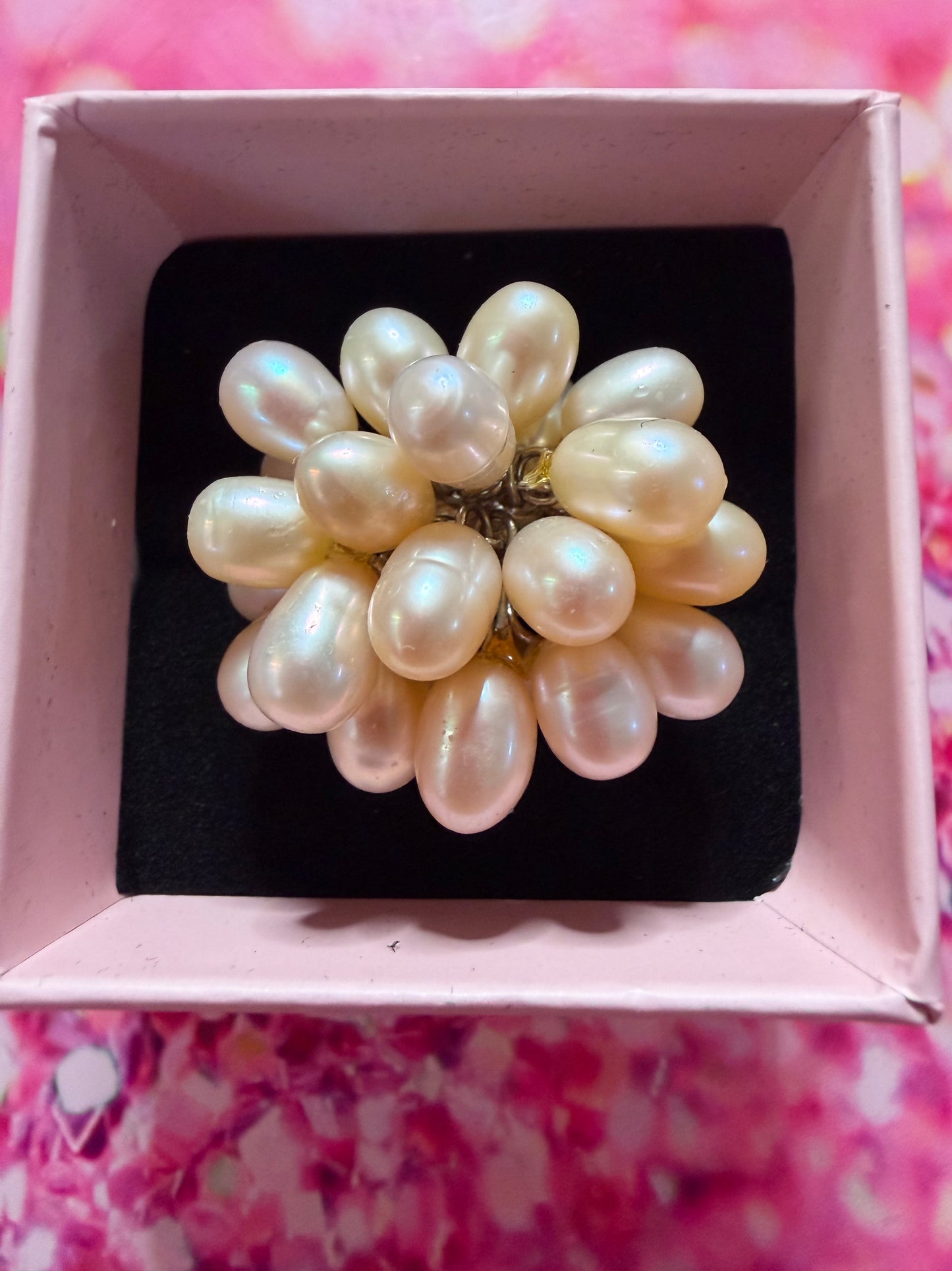 Silver plated classic peach cluster ring