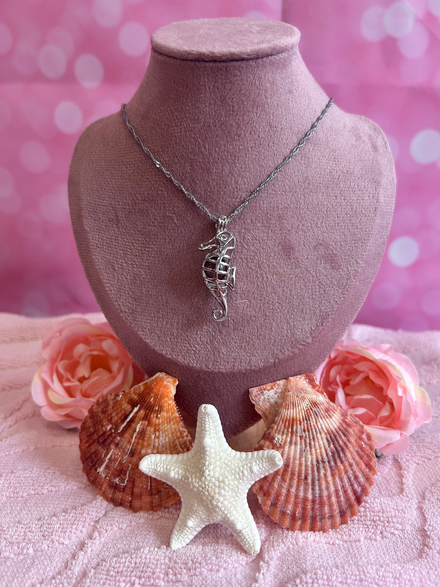 Silver plated sea house cage pendant