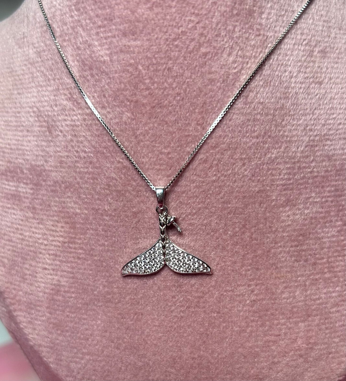 Sterling silver cubic zirconia mermaid tail mount
