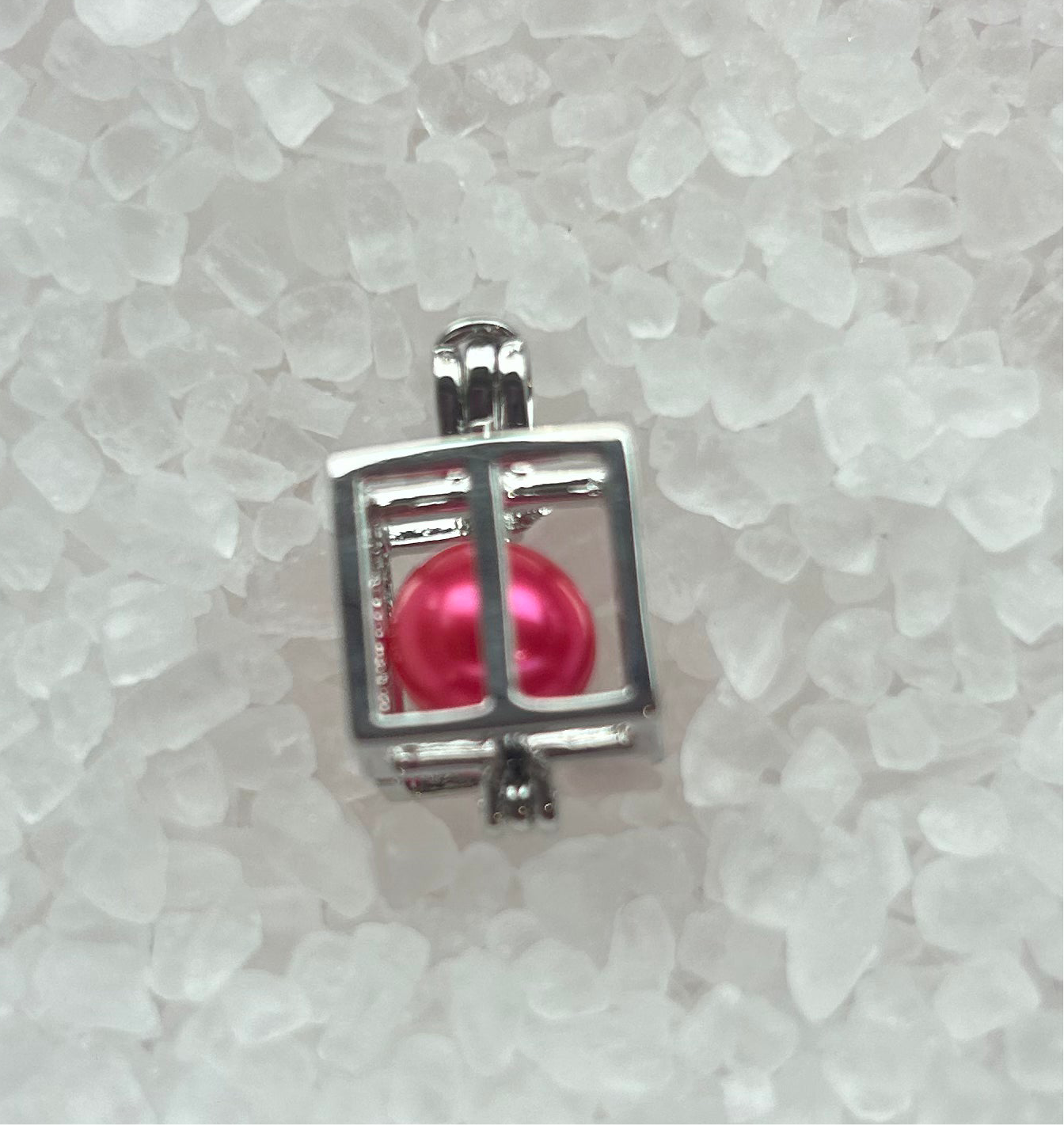 Silver plated box cage pendant