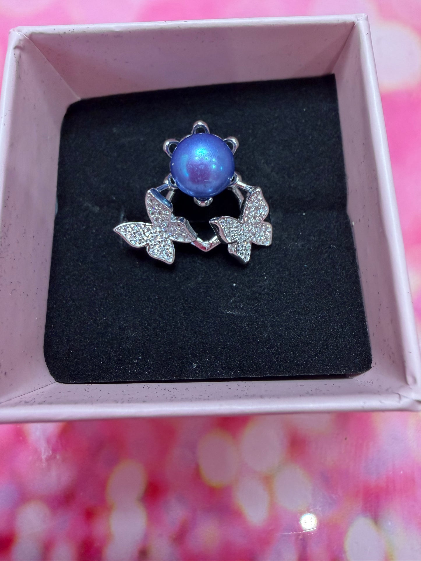 Sterling silver double butterfly ring