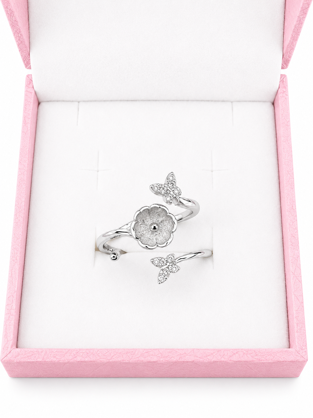 Sterling silver double butterfly split ring