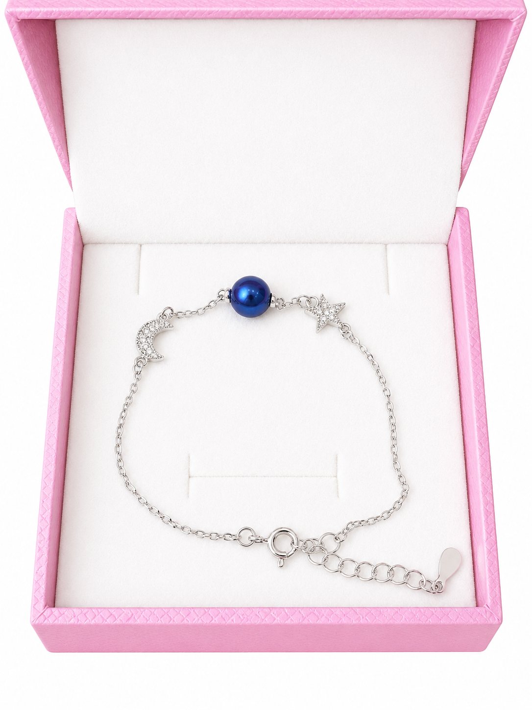 Sterling silver star and moon bracelet