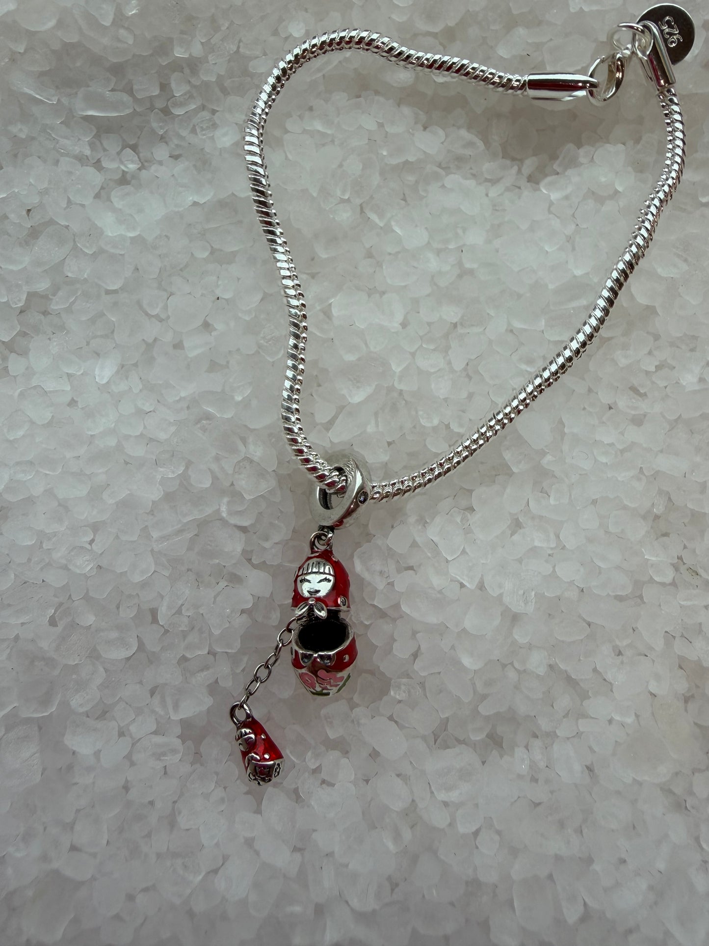 Cute Doll silver plated charm bracelet