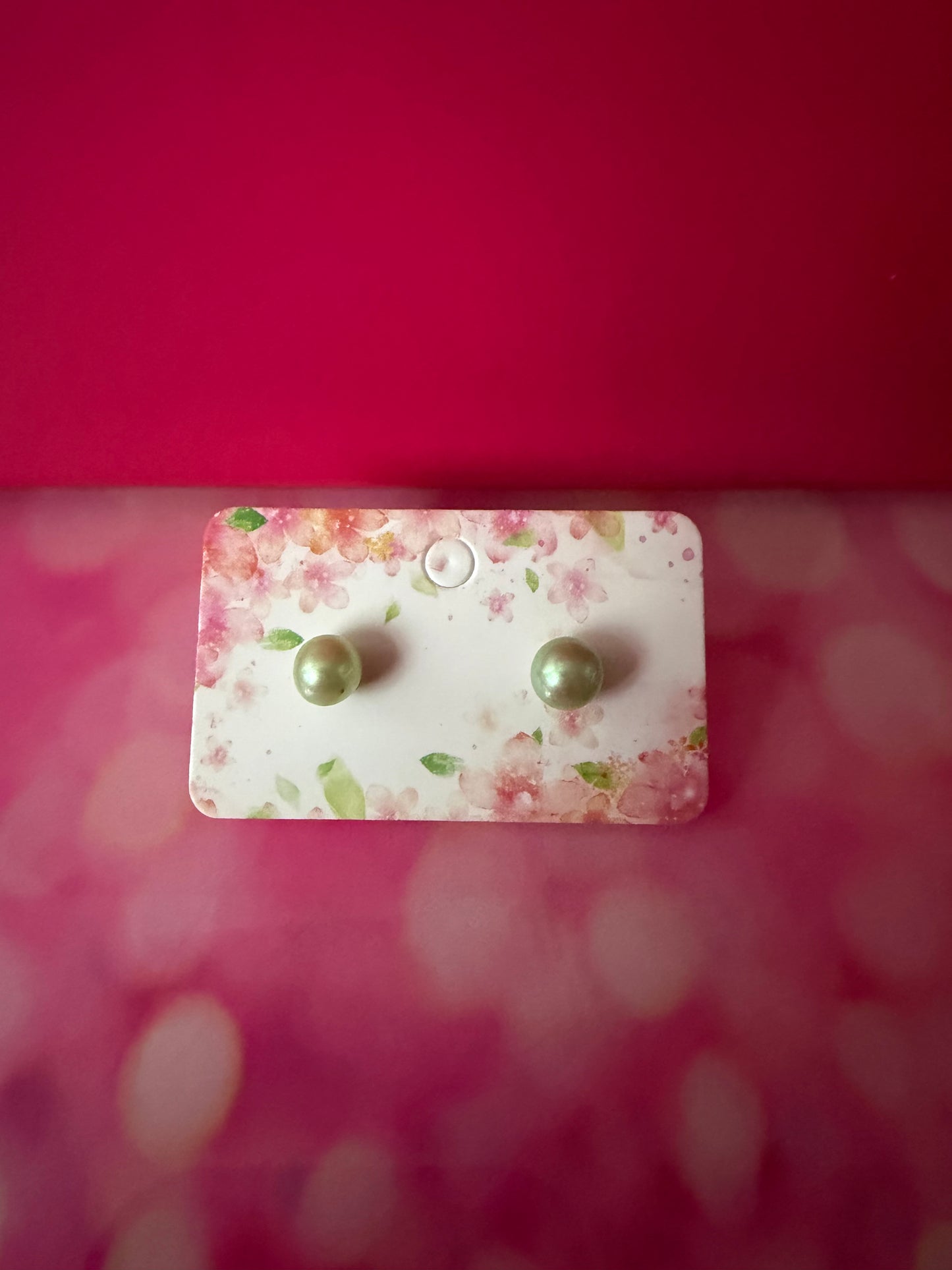 Pre-mounted sterling silver studs light green