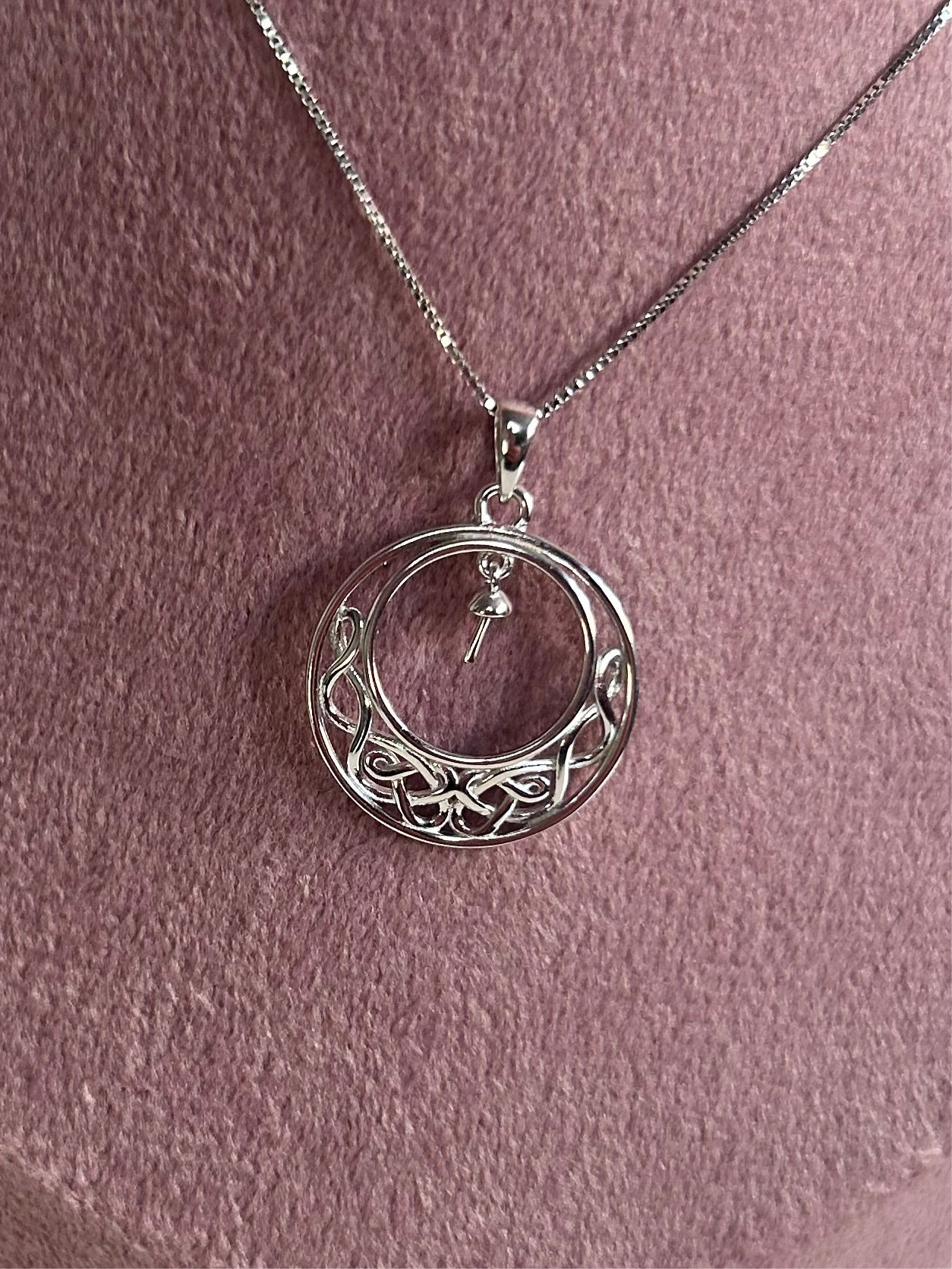Round Celtic drop mount sterling silver