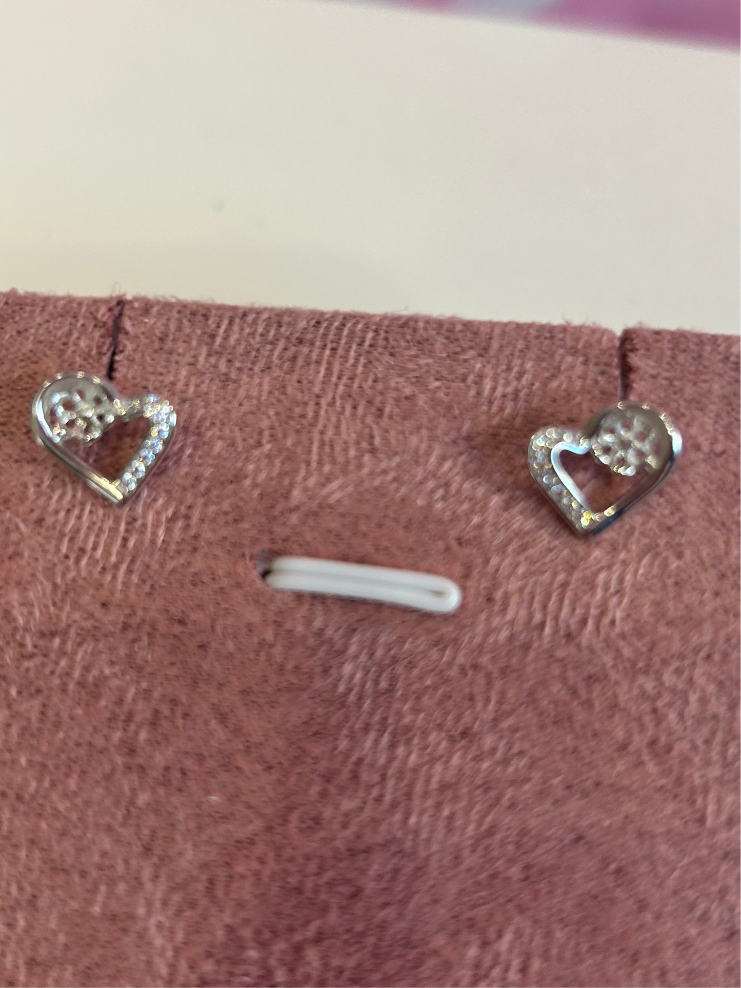 Sterling silver cubic zirconia heart stud earrings