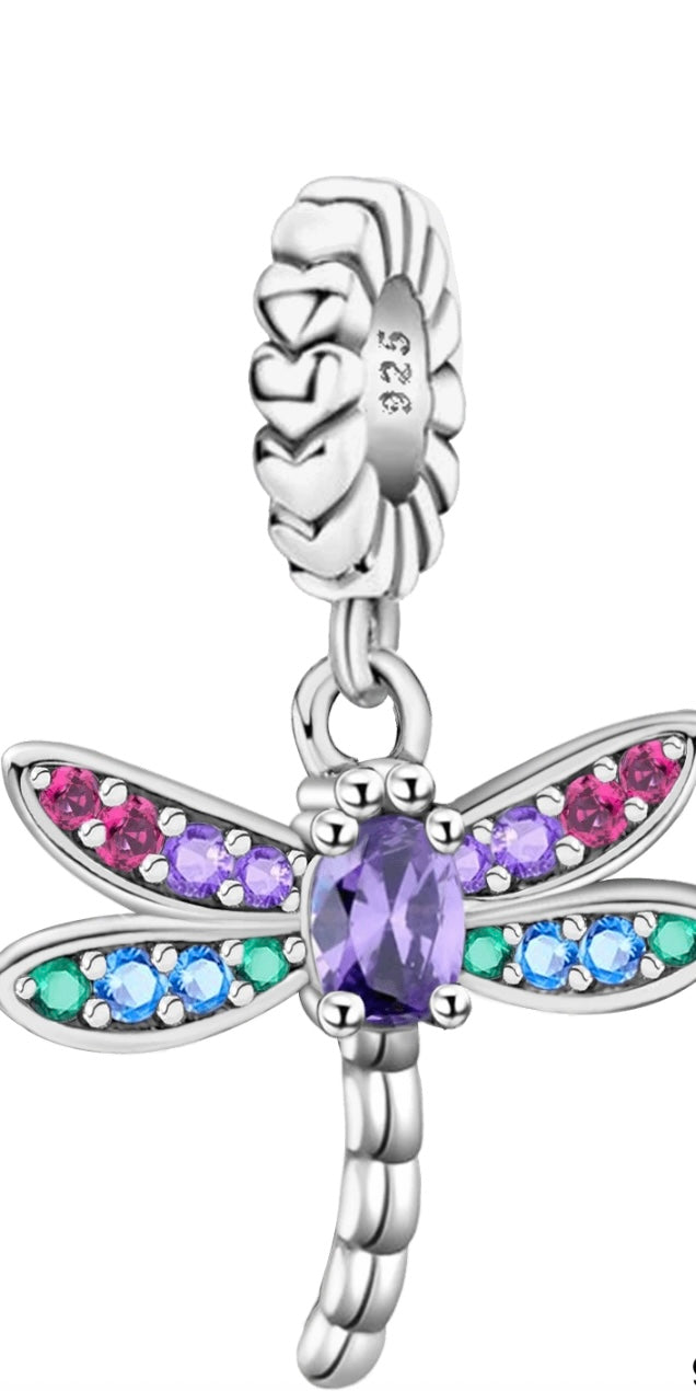 Sterling silver dragonfly charm