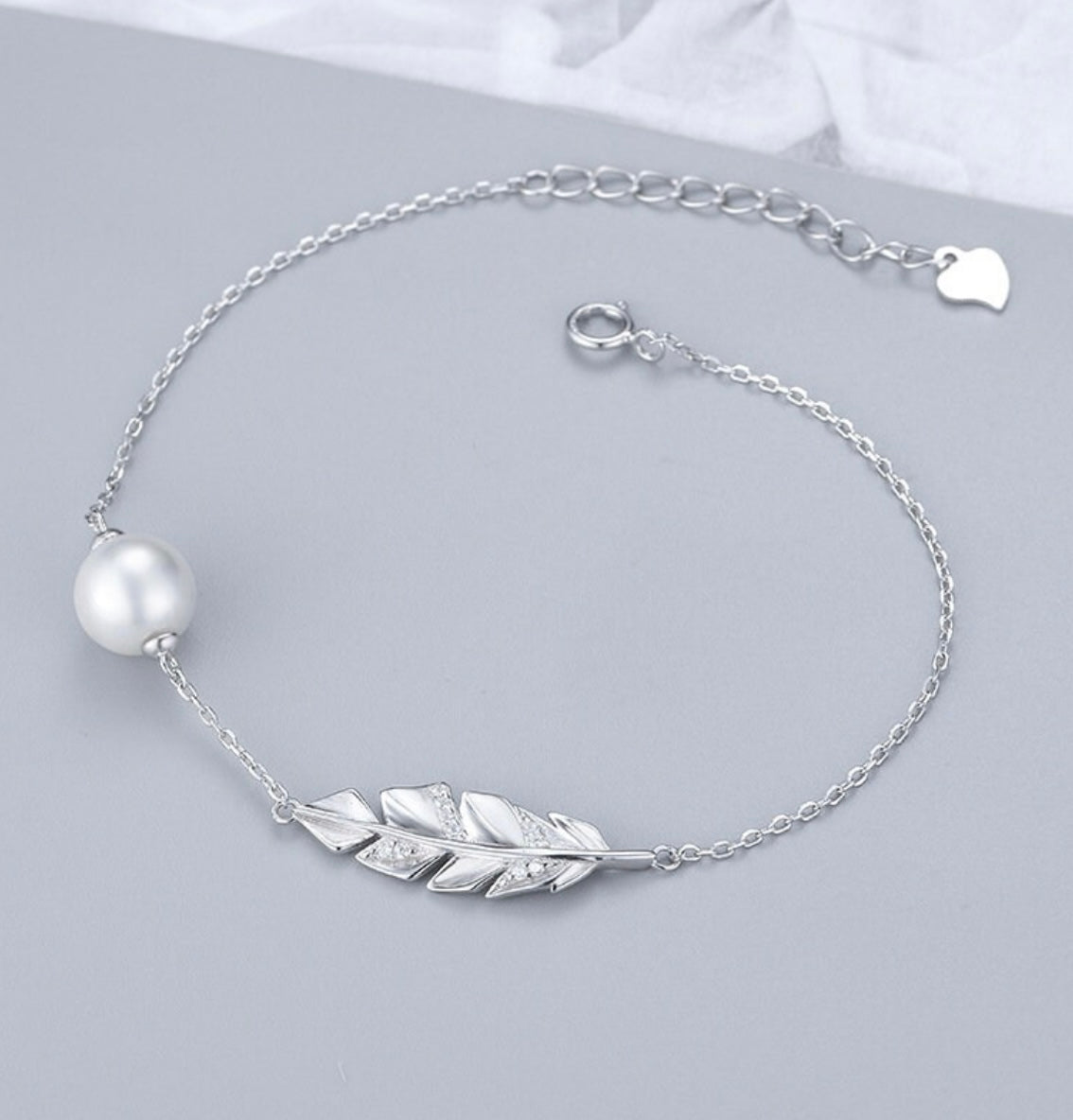 Sterling silver feather bracelet