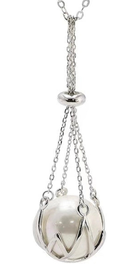 Sterling silver edison basket cage pendant