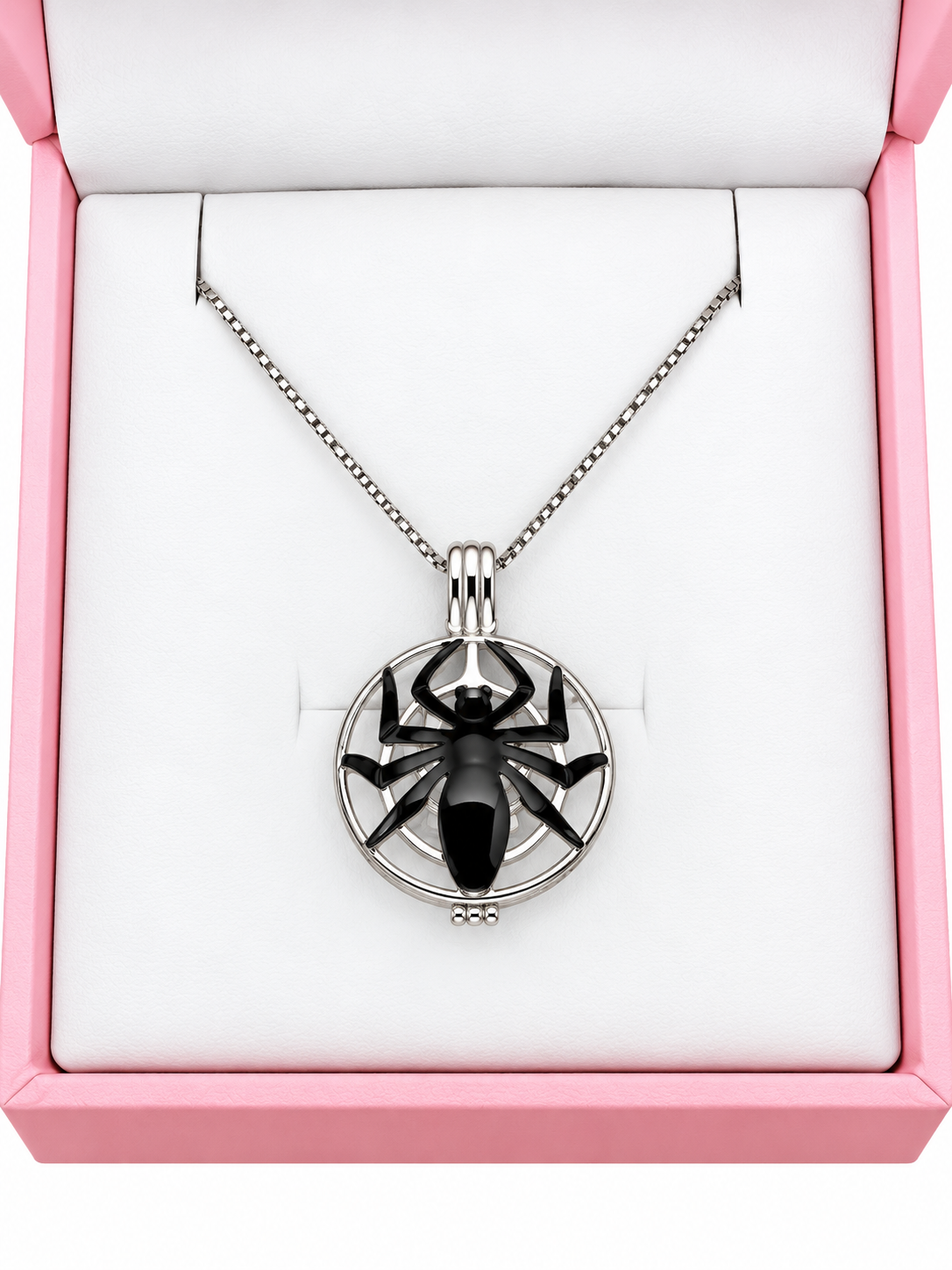 Sterling silver spider cage pendant