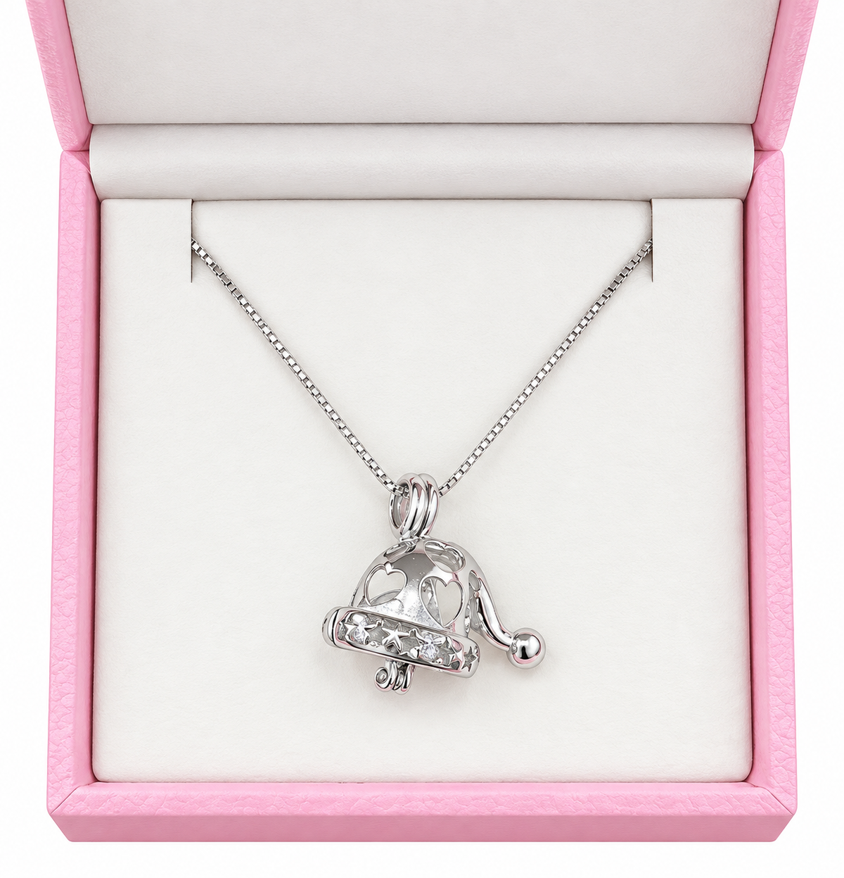Sterling silver Santa hat cage pendant