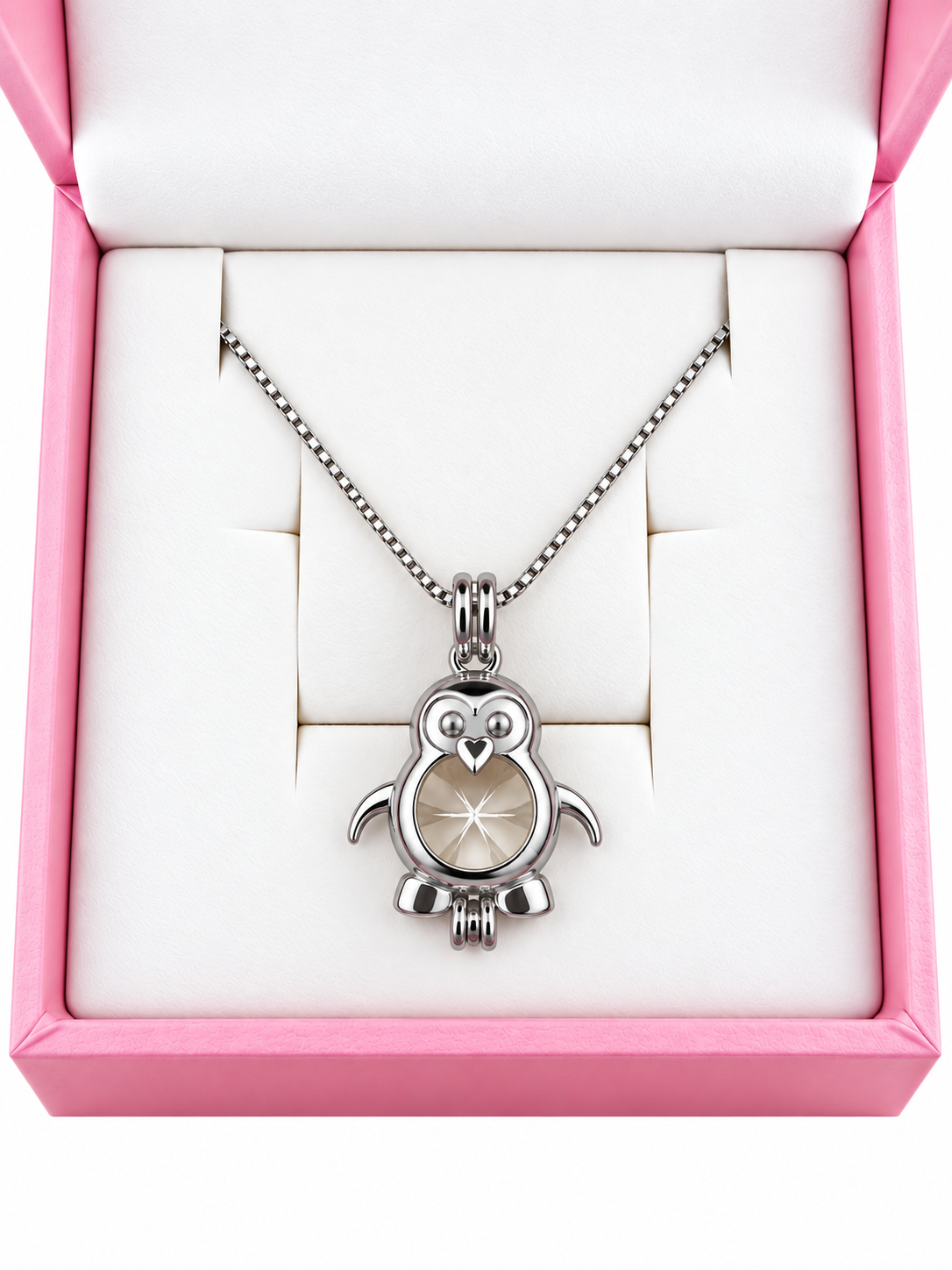 Sterling silver penguin cage pendant