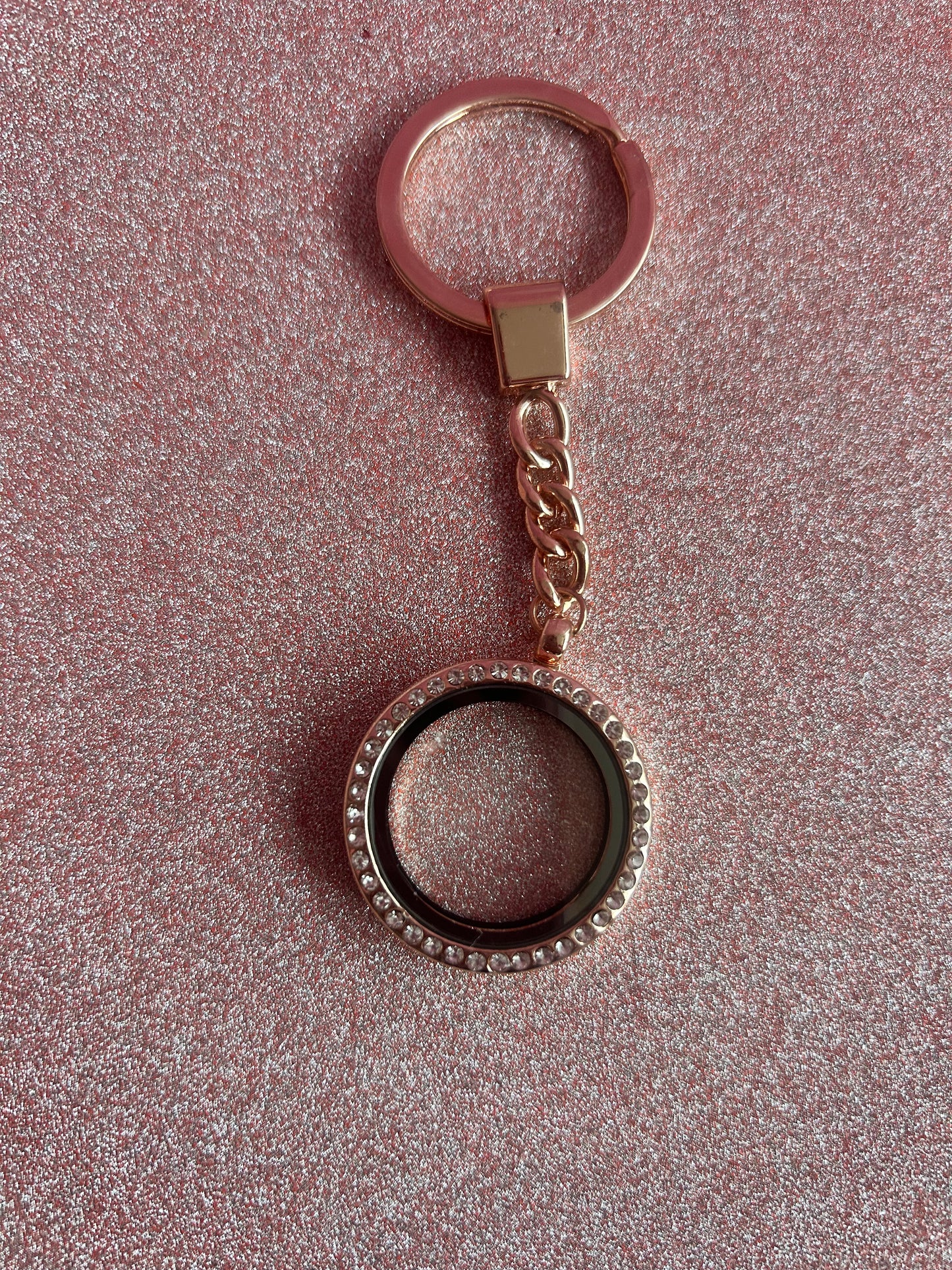 Rose gold rhinestone keychain locket