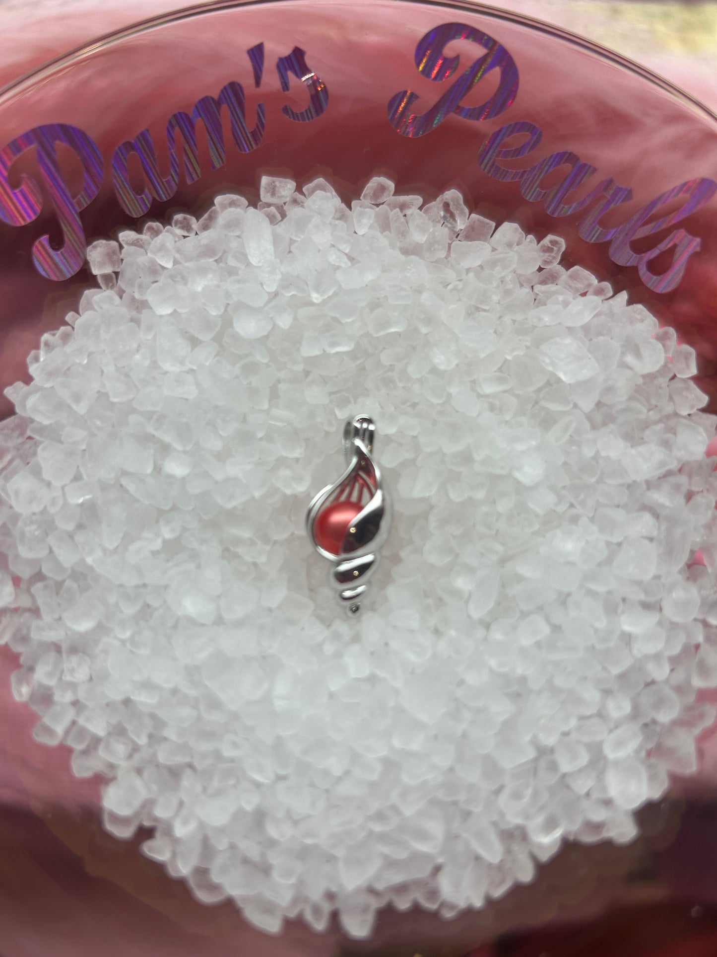 Sterling silver seashell cage pendant