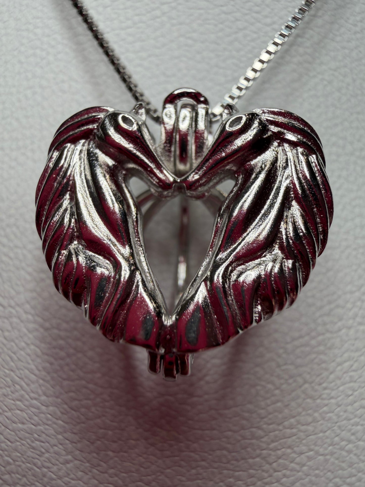 2 horse sterling silver cage pendant