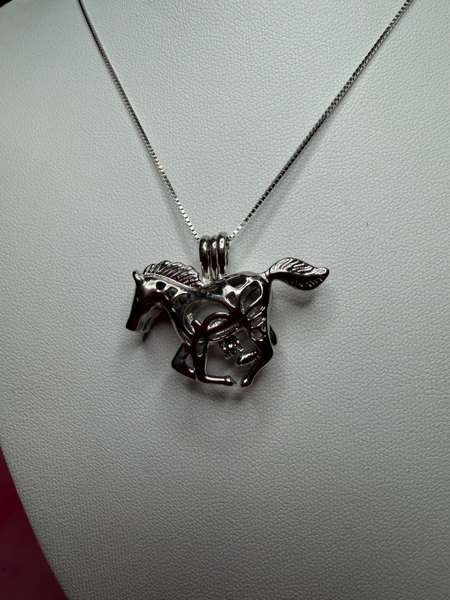 Silver plated horse cage pendant
