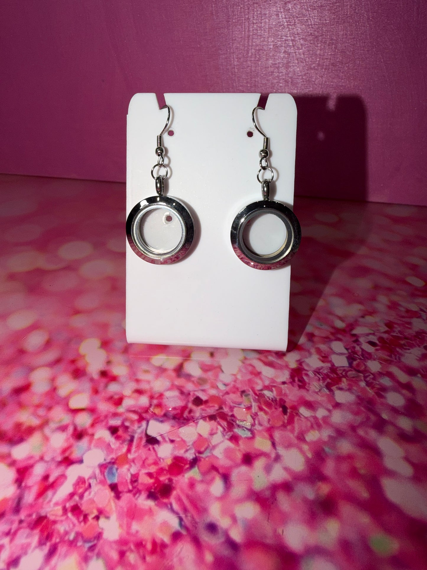 Glass locket earrings