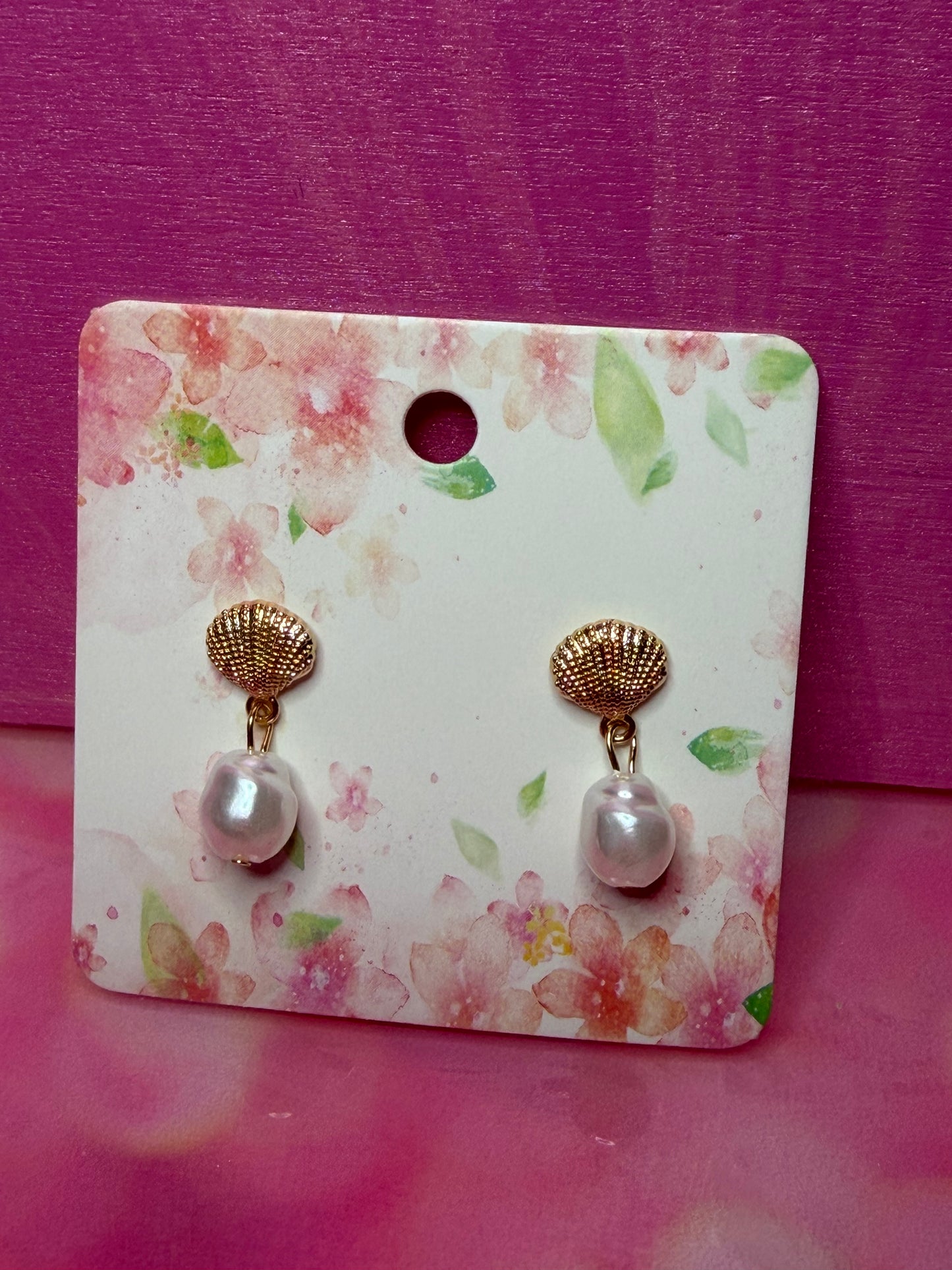 Sterling silver gold plated shell earrings