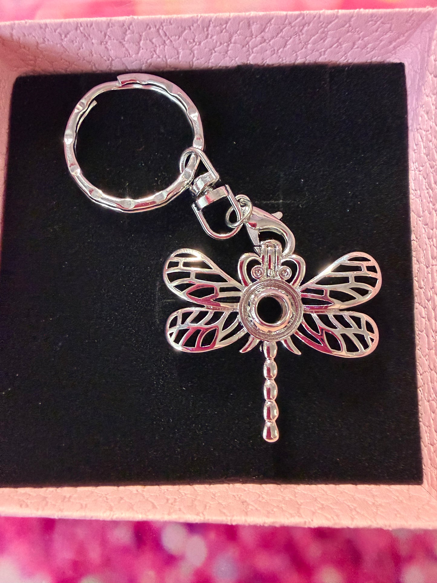 Silver plated dragonfly keychain