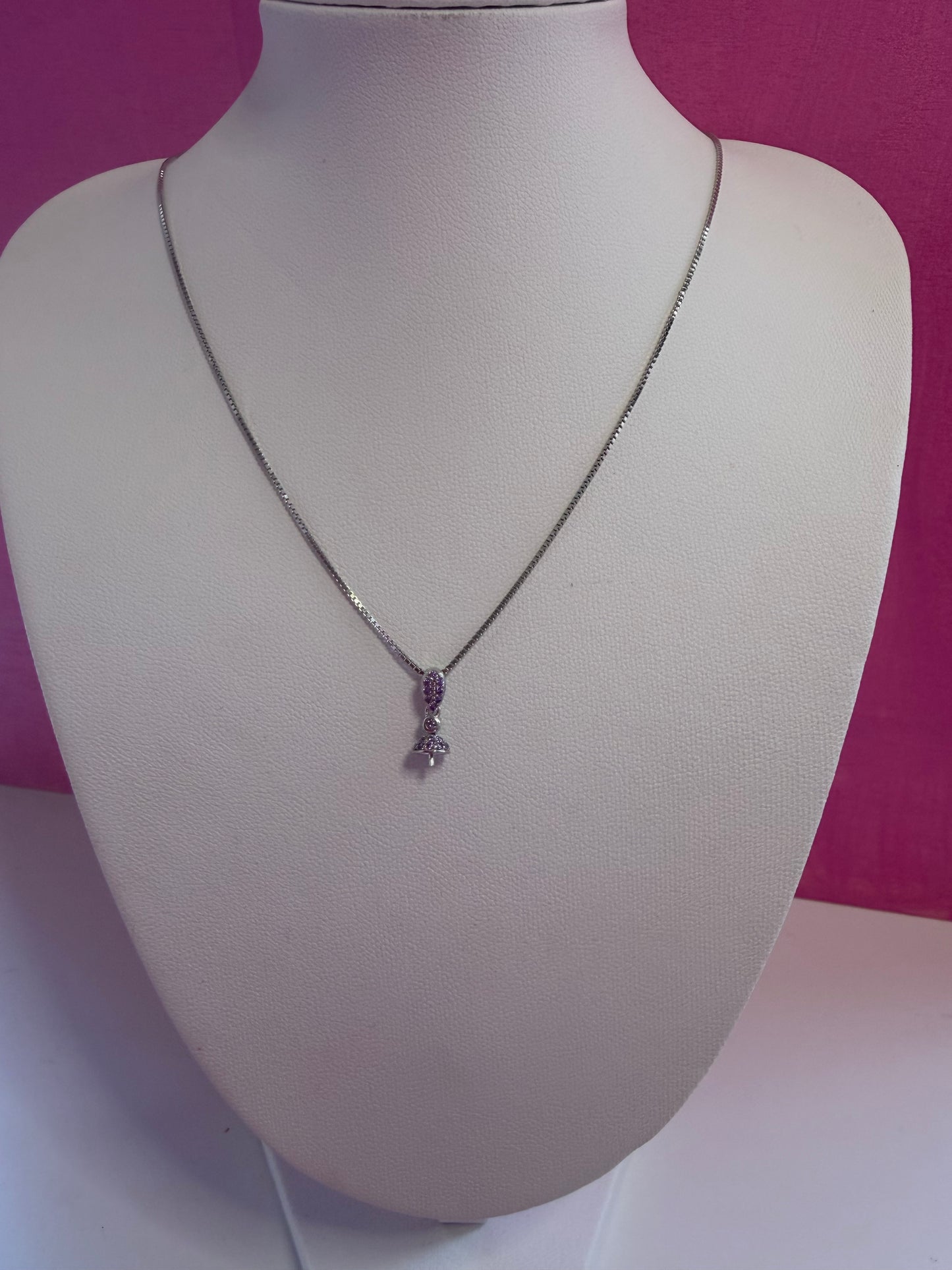 Sterling silver lilac drop pendant (with lilac cubic zirconia)