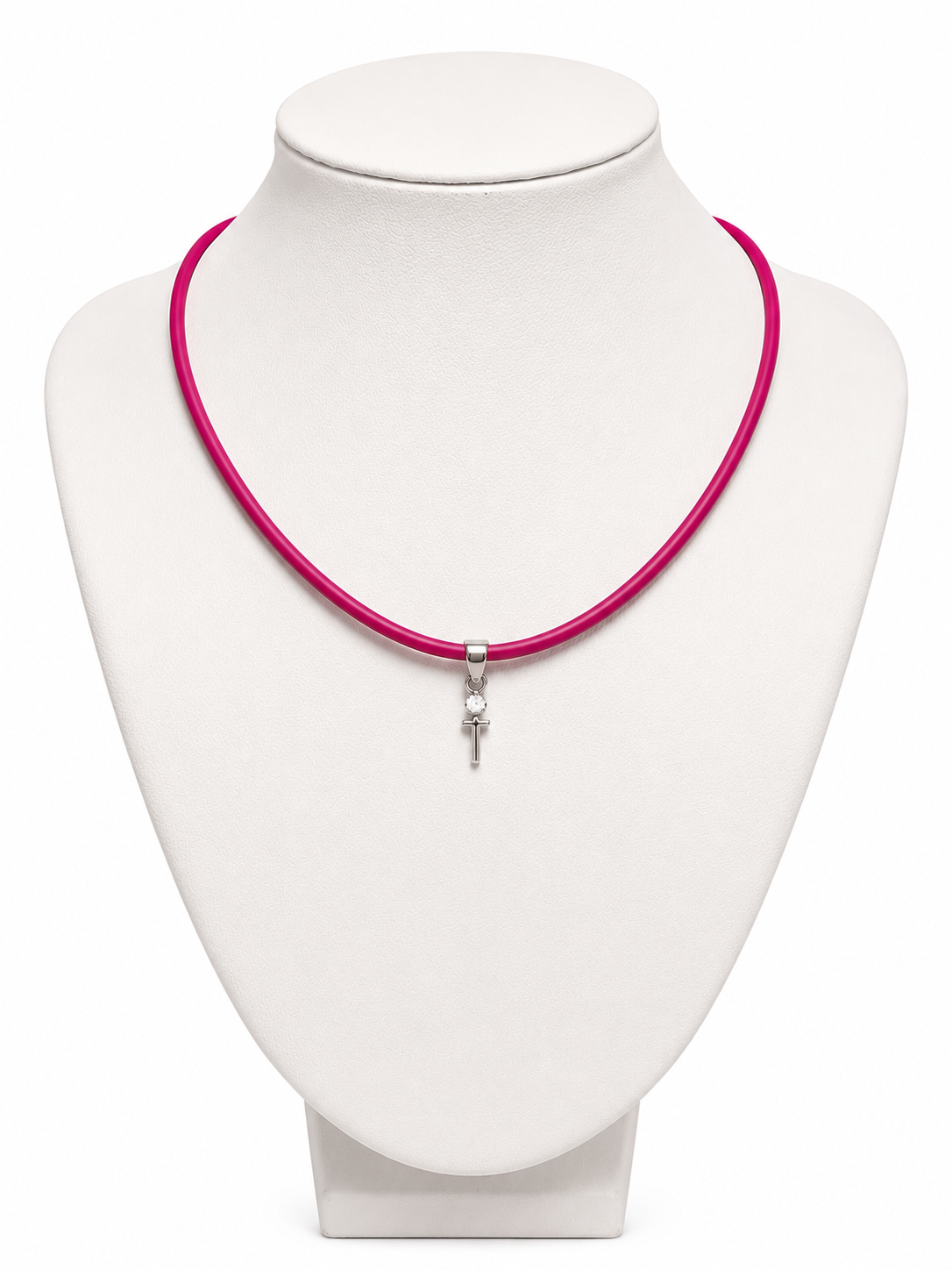 Pink wax choker with sterling silver bale