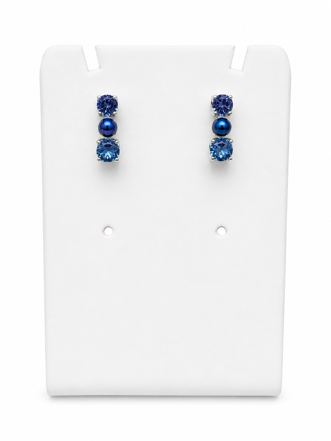 Sterling silver Annemarie earrings with dark blue petite pearls