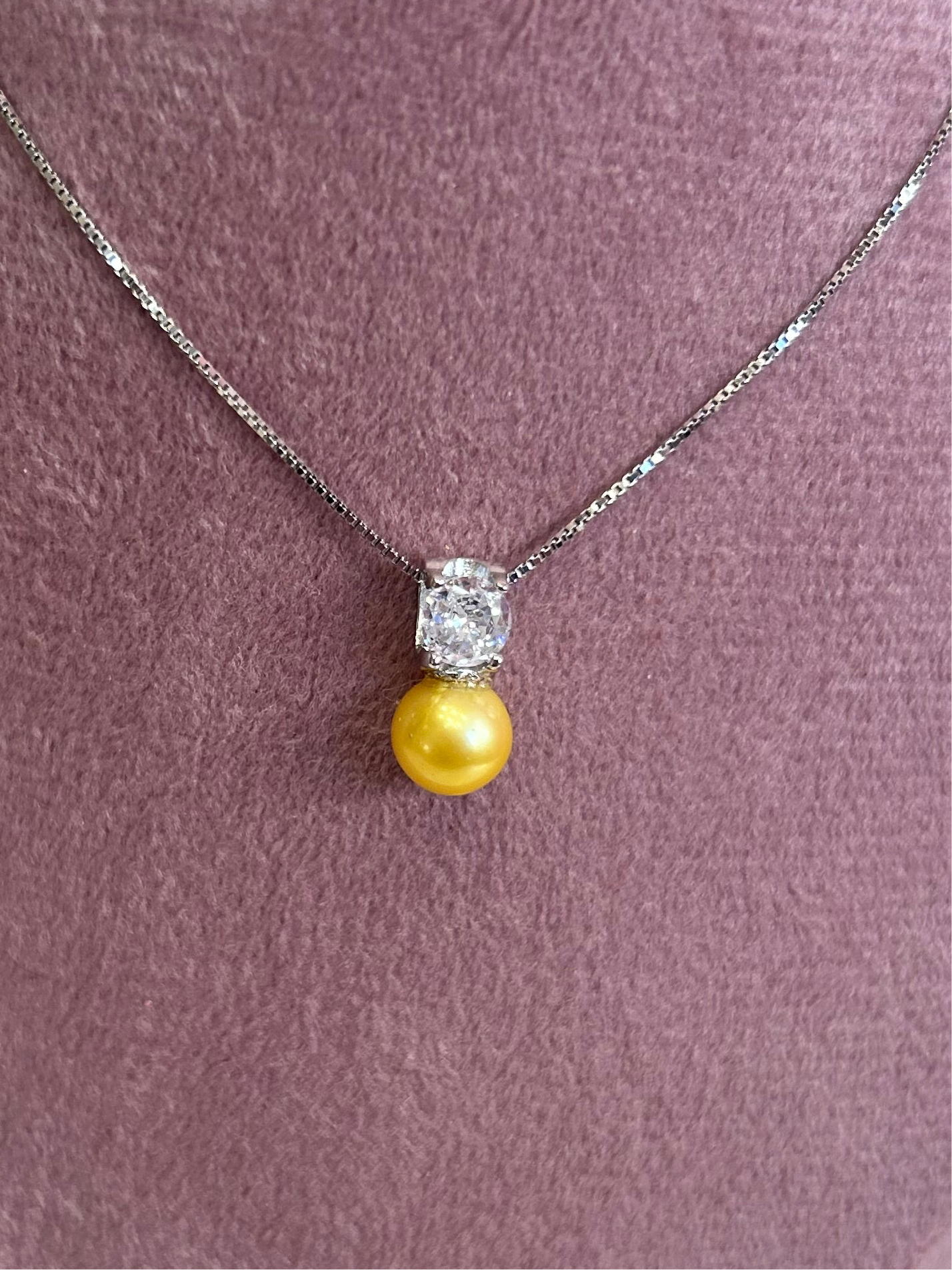 Sterling silver cubic zirconia simple pearl drop