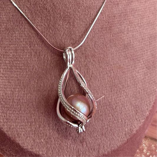 Sterling silver Edison twist cage pendant