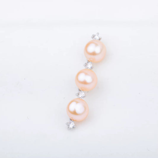 Sterling silver cubic zirconia triple pearl mount