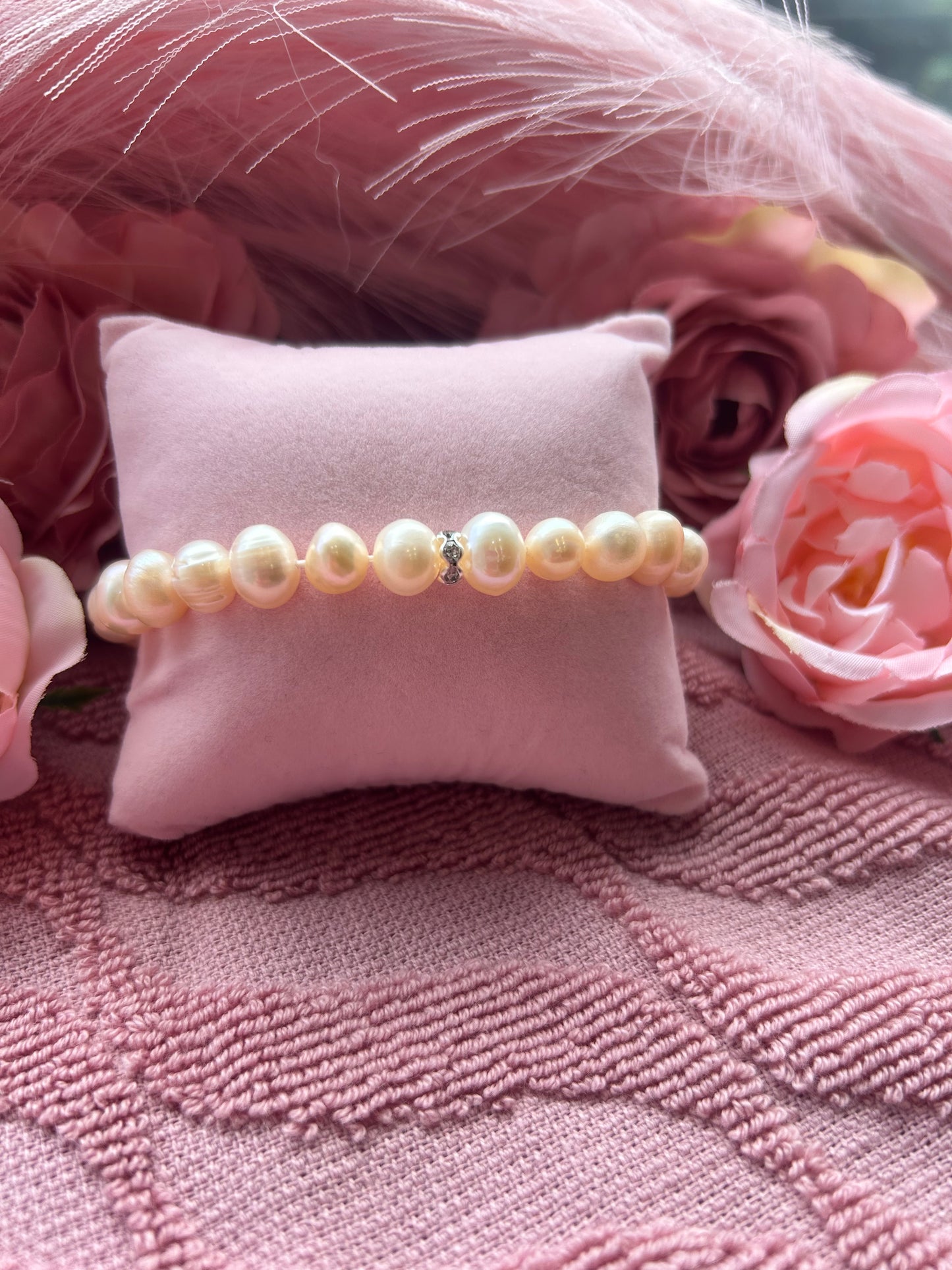 8-9mm peach freshwater potato pearl bracelet