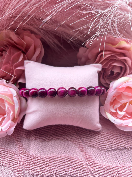 Rose red 8mm tiger eye bracelet