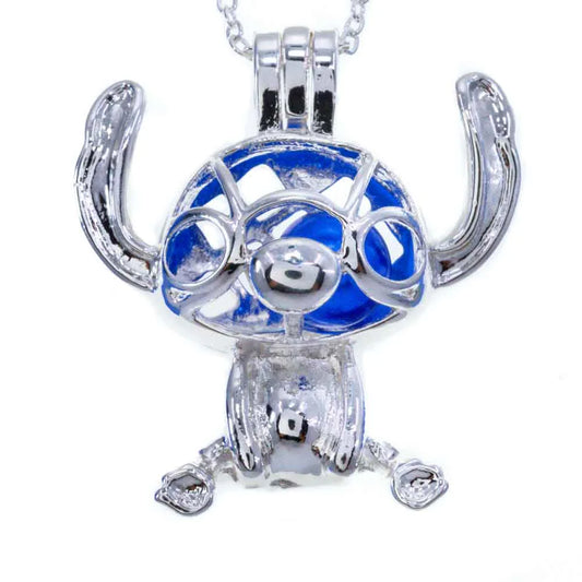 Silver plated stitch cage pendant