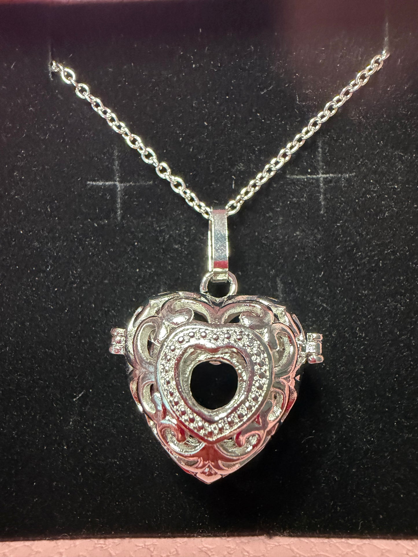 Plated Hollow Heart Edison Cage Pendant