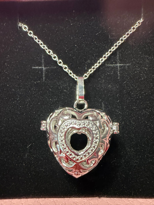Plated Hollow Heart Edison Cage Pendant