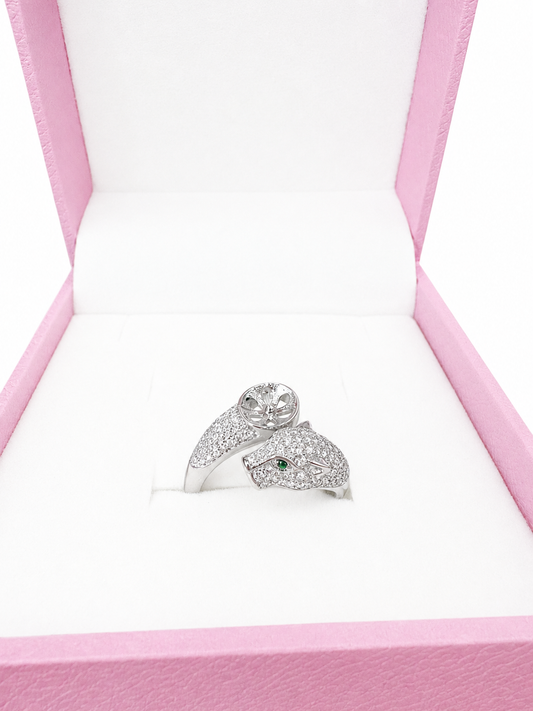 Sterling silver leopard ring