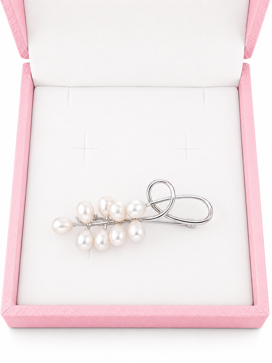 White rice pearl swirl broach