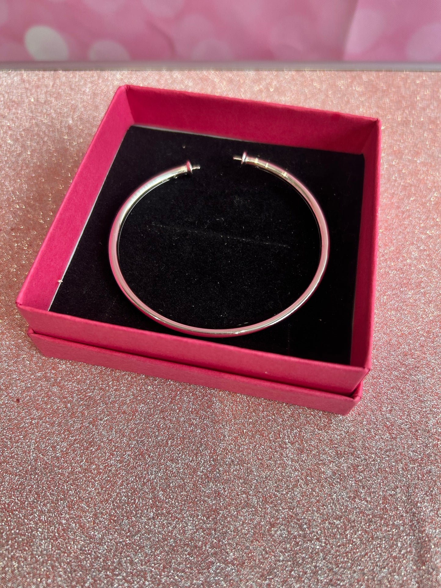 Sterling silver adjustable bangle 2 pearl mount