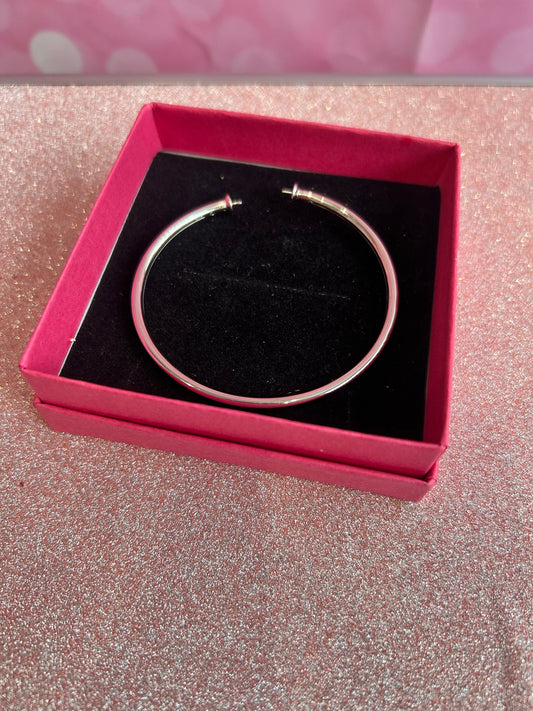 Sterling silver adjustable bangle 2 pearl mount
