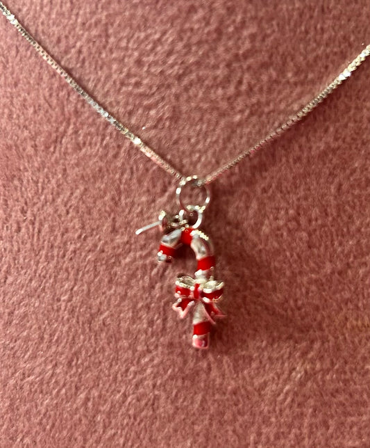 Sterling silver candy cane pendant