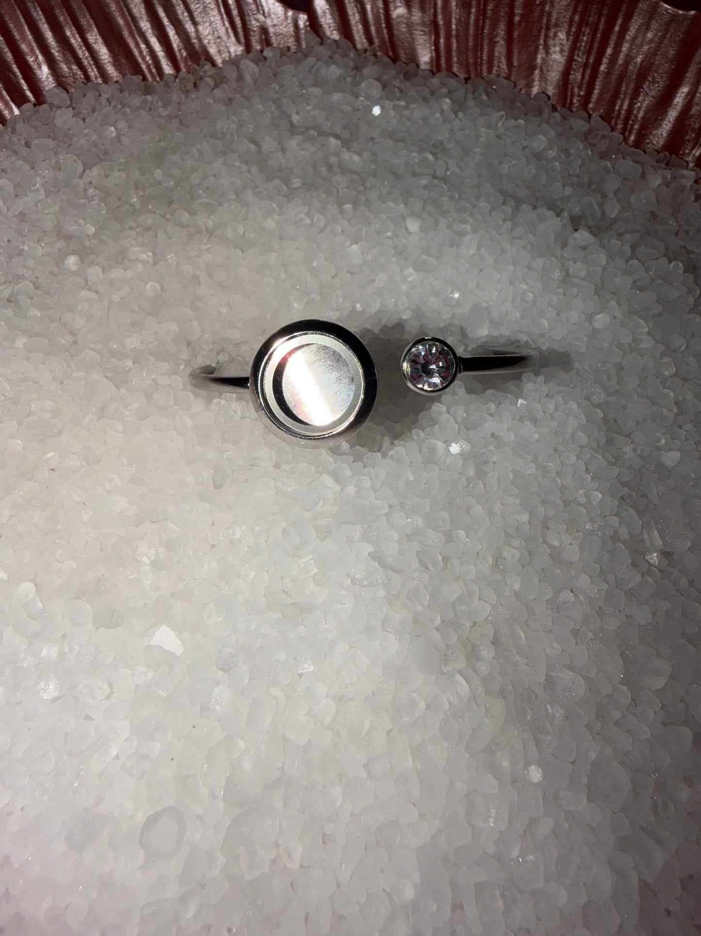Stainless steel with rhinestone bangle