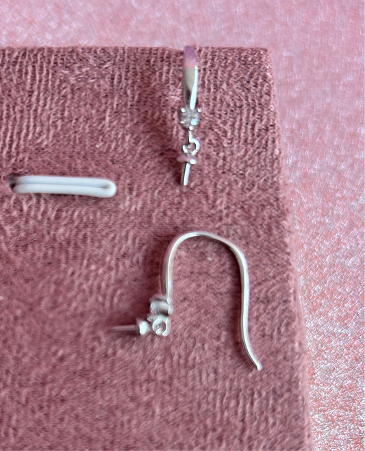 Sterling silver cubic zirconia hoop dangle